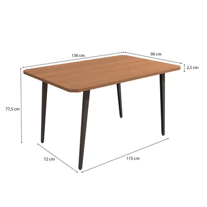 Mesa de Jantar 6 Lugares Olímpia Preto Fosco/Canela - Kappesberg Crome