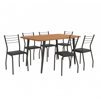Mesa de Jantar 6 Lugares Olímpia Preto Fosco/Canela - Kappesberg Crome