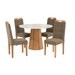 Mesa de Jantar 4 Lugares Dafine com Vidro Canela/Off White/Bege - Kappesberg Jantar