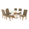 Mesa de Jantar 6 Lugares Ingrid com Vidro Canela/Off White/Bege - Kappesberg Jantar