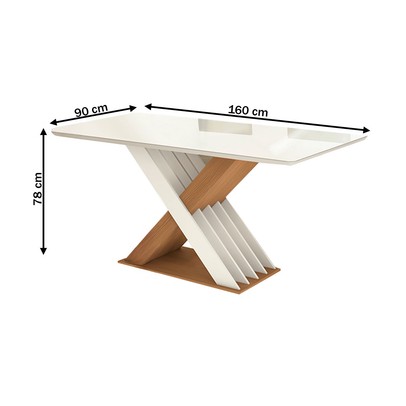 Mesa de Jantar 6 Lugares Samanta com Vidro Canela/Off White/Bege - Kappesberg Jantar