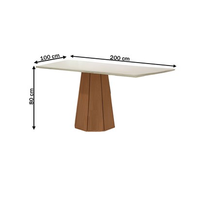 Mesa de Jantar 8 Lugares Tiffany com Vidro Canela/Off White/Bege - Kappesberg Jantar