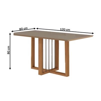 Mesa de Jantar 4 Lugares Noemi com Vidro Canela/Freijo/Bronze/Marrom - Kappesberg Jantar