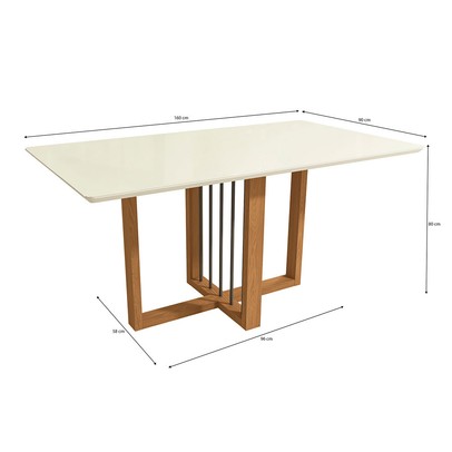 Mesa de Jantar 6 Lugares Adria com Vidro Canela/Off White - Kappesberg Jantar