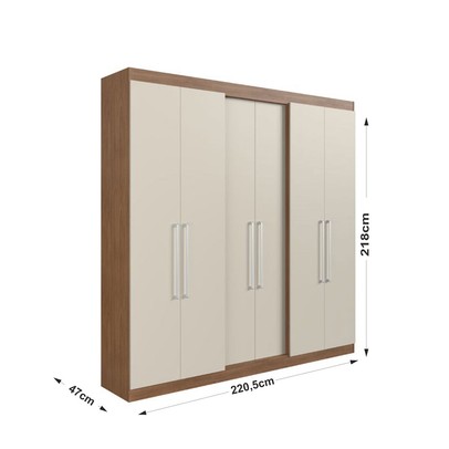 Guarda-Roupa Casal Oxford 6 Portas 2 Gavetas Freijó/Off - Irm Móveis