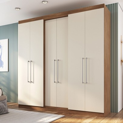 Guarda-Roupa Casal Oxford 6 Portas 2 Gavetas Freijó/Off - Irm Móveis