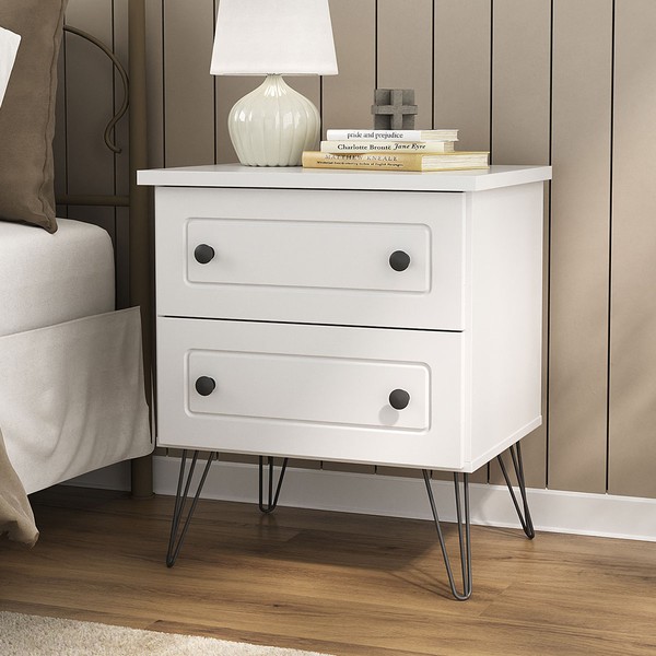 Mesa de Cabeceira Fort Kit 2 Mesas de Cabeceira 100% Mdf Branco - Manbel