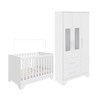Quarto de Bebê Completo Sasha 100% Mdf 3 Portas 2 Gavetas Branco Brilho - Pnr Móveis