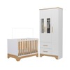 Quarto de Bebê Completo Sasha 100% Mdf 3 Portas 2 Gavetas Branco/Amêndoa - Pnr Móveis