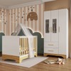 Quarto de Bebê Completo Sasha 100% Mdf 3 Portas 2 Gavetas Branco/Amêndoa - Pnr Móveis