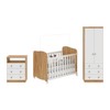 Quarto de Bebê Completo Lorenzo 100% Mdf 2 Portas 6 Gavetas Branco Brilho/Amêndoa - Pnr Móveis