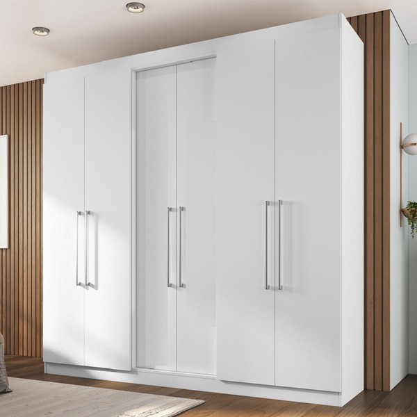 Guarda-Roupa Casal Oxford 6 Portas 2 Gavetas Branco - Irm Móveis