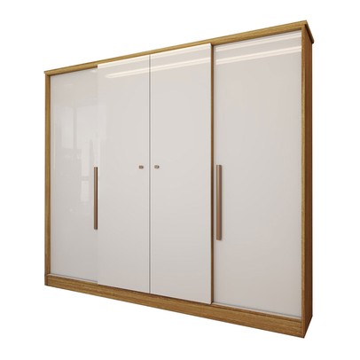 Guarda-Roupa Solteiro Adam 4 Portas 2 Gavetas Marrocos/Off White - Panorama Móveis