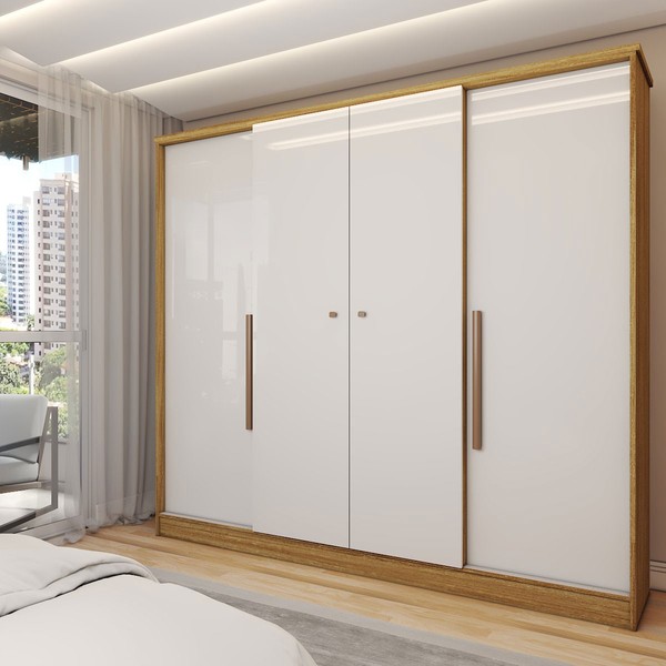 Guarda-Roupa Solteiro Adam 4 Portas 2 Gavetas Marrocos/Off White - Panorama Móveis