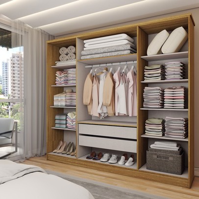 Guarda-Roupa Solteiro Adam 4 Portas 2 Gavetas Marrocos/Off White - Panorama Móveis