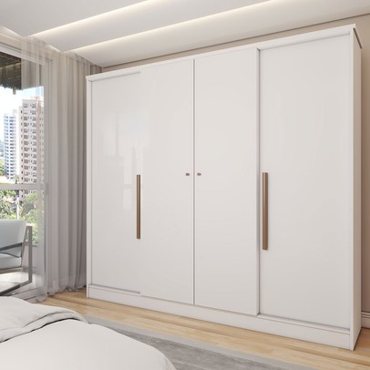 Guarda-Roupa Solteiro Adam 4 Portas 2 Gavetas Branco - Panorama Móveis