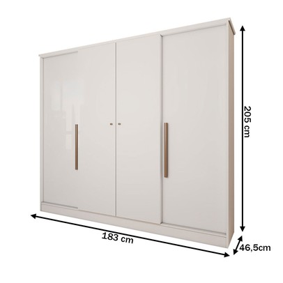 Guarda-Roupa Solteiro Adam 4 Portas 2 Gavetas Branco - Panorama Móveis