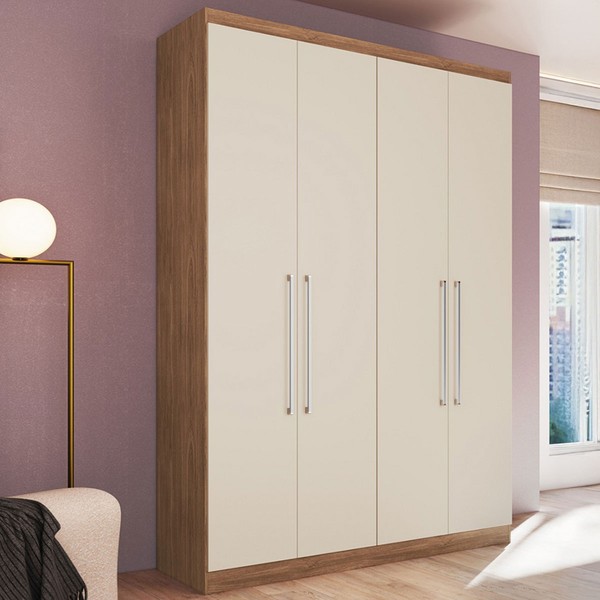 Guarda-Roupa Solteiro Oxford 4 Portas 2 Gavetas Freijó/Off - Irm Móveis