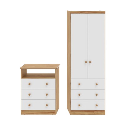 Quarto de Bebê Completo Bernardo 100% Mdf 2 Portas 6 Gavetas Branco/Amêndoa - Pnr Móveis