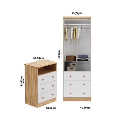 Quarto de Bebê Completo Bernardo 100% Mdf 2 Portas 6 Gavetas Branco/Amêndoa - Pnr Móveis