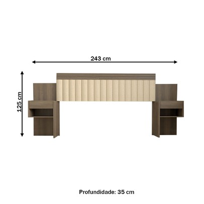 Cabeceira Extensível Casal/Queen Luna 2 Gavetas Imbuia Estrutura Premium 15mm - Panorama Móveis