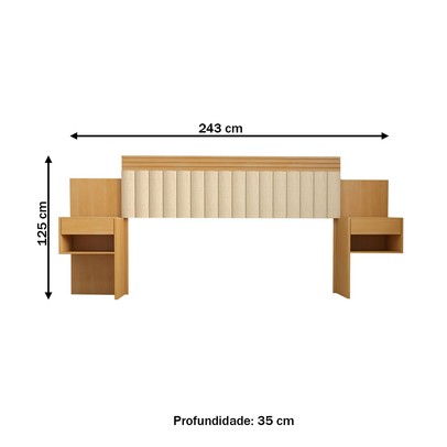 Cabeceira Extensível Casal/Queen Luna 2 Gavetas Cinamomo Estrutura Premium 15mm - Panorama Móveis