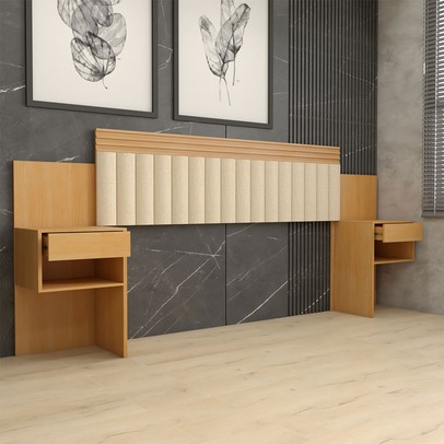 Cabeceira Extensível Casal/Queen Luna 2 Gavetas Cinamomo Estrutura Premium 15mm - Panorama Móveis