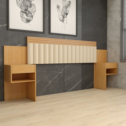 Cabeceira Extensível Casal/Queen Luna 2 Gavetas Cinamomo Estrutura Premium 15mm - Panorama Móveis