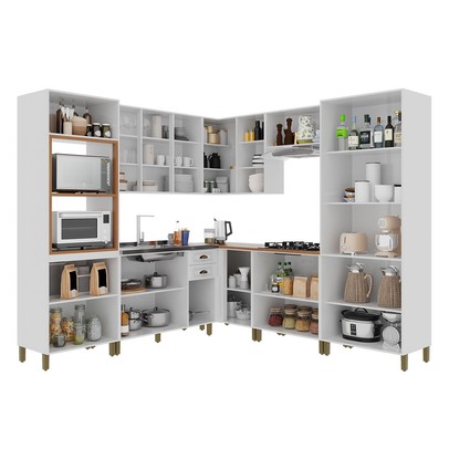 Cozinha Completa Firenze 20 Portas 2 Gavetas com Vidro 6171.116 Branco - Indékes