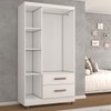 Guarda-Roupa Solteiro Florença Plus 3 Portas 2 Gavetas com Espelho Branco Brilho - Panorama Móveis