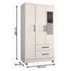 Guarda-Roupa Solteiro Florença Plus 3 Portas 2 Gavetas com Espelho Branco Brilho - Panorama Móveis