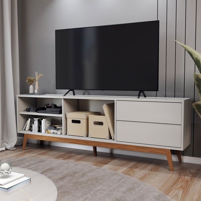 Rack para TV Até 75 Polegadas Normandia 1 Porta 2 Gavetas Off White - Panorama Móveis