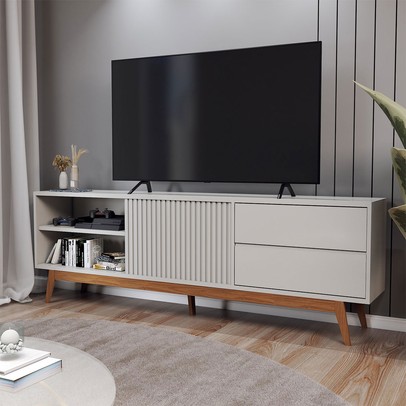 Rack para TV Até 75 Polegadas Normandia 1 Porta 2 Gavetas Off White - Panorama Móveis
