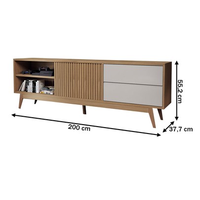 Rack para TV Até 75 Polegadas Normandia 1 Porta 2 Gavetas Freijó/Off White - Panorama Móveis