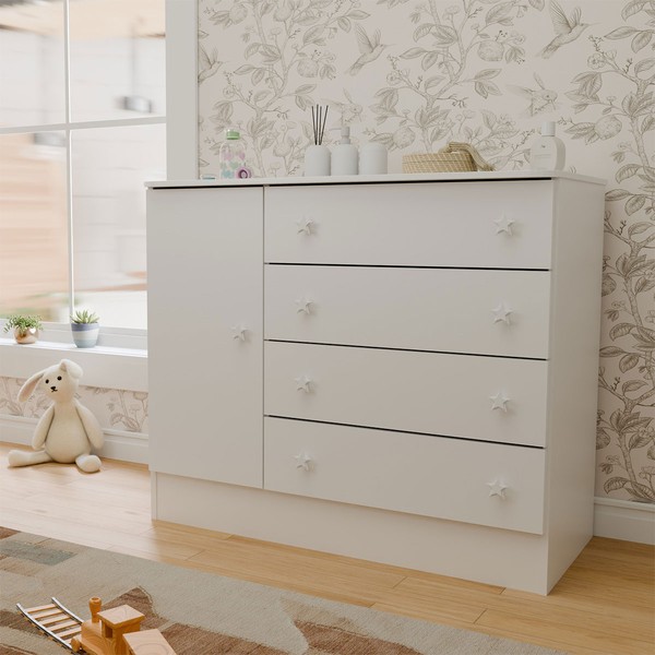 Cômoda Utopia 1 Porta 4 Gavetas Branco - Panorama Móveis