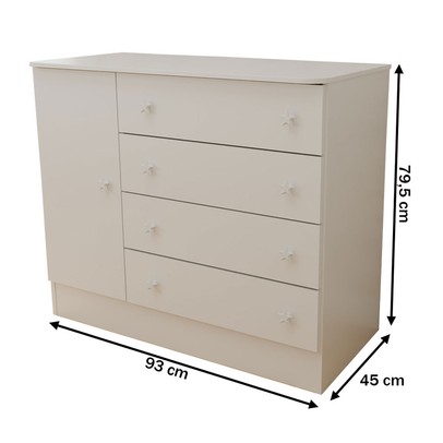 Cômoda Utopia 1 Porta 4 Gavetas Branco - Panorama Móveis