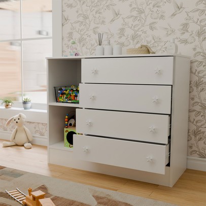 Cômoda Utopia 1 Porta 4 Gavetas Branco - Panorama Móveis