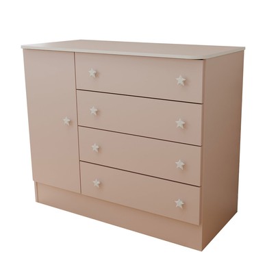 Cômoda Utopia 1 Porta 4 Gaveta Rosa Acetinado - Panorama Móveis