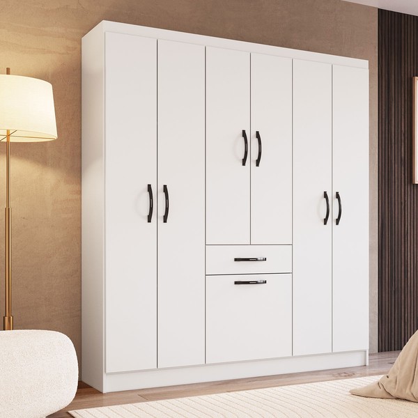 Guarda-Roupa Solteiro Laguna 7 Portas 1 Gaveta Branco - Irm Móveis