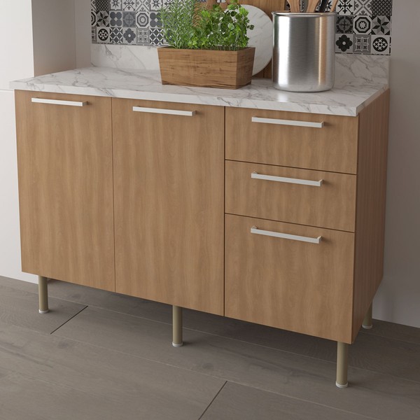 Balcão de Cozinha para Pia 120 Cm 2 Portas 3 Gavetas Cz3100 Freijó - Tecno Mobili