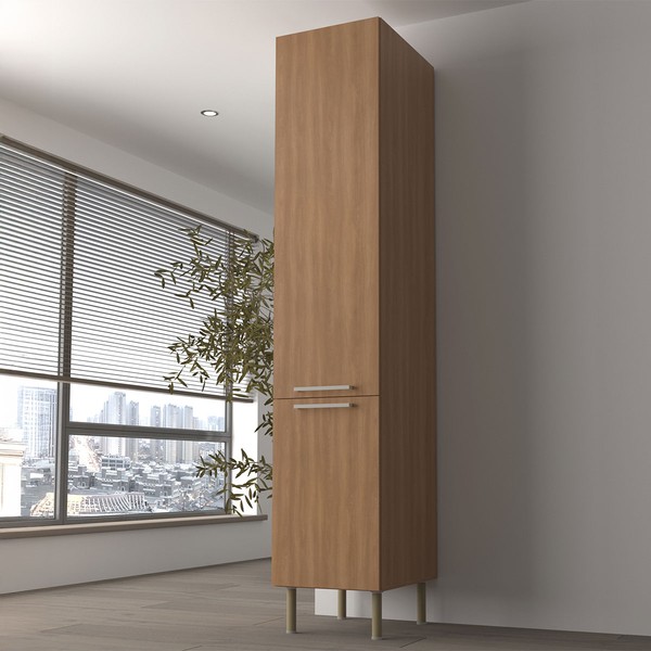 Paneleiro 40 Cm 2 Portas 5 Prateleiras Cz3108 Freijó - Tecno Mobili