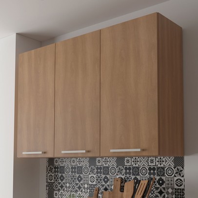 Armário Aéreo Cozinha 120 Cm 3 Portas 2 Prateleiras Cz3109 Freijó - Tecno Mobili