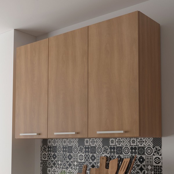 Armário Aéreo Cozinha 120 Cm 3 Portas 2 Prateleiras Cz3109 Freijó - Tecno Mobili