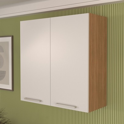 Armário Aéreo Cozinha 80 Cm 2 Portas Cz3115 Freijó/Branco - Tecno Mobili