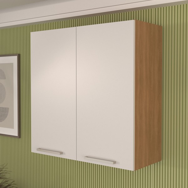 Armário Aéreo Cozinha 80 Cm 2 Portas Cz3115 Freijó/Branco - Tecno Mobili