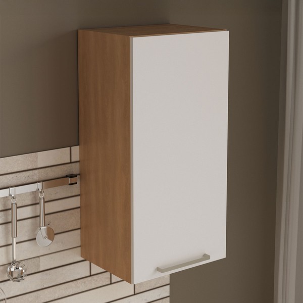 Armário Aéreo Cozinha 40 Cm 1 Porta Cz3118 Freijó/Branco - Tecno Mobili