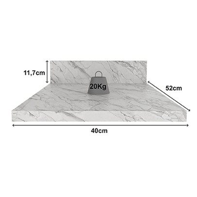 Tampo para Balcão 40cm Cz3122 Mármore Branco - Tecno Mobili