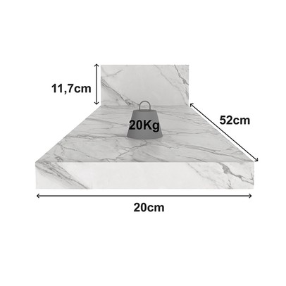 Tampo para Balcão 20cm Cz3124 Mármore Branco - Tecno Mobili