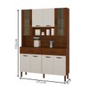 Armário de Cozinha com Balcão Star 8 Portas 2 Gavetas com Vidro Ripado 3d Nogueira/Off White - Pnr Móveis