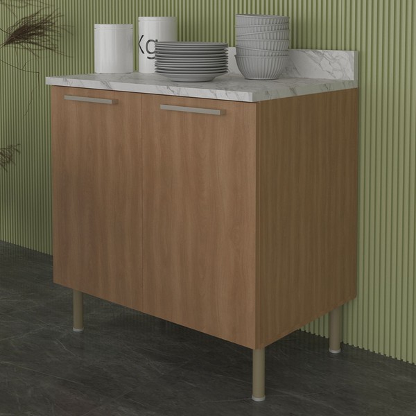 Balcão de Cozinha 80 Cm 2 Portas 1 Prateleira Cz3131 Freijó - Tecno Mobili